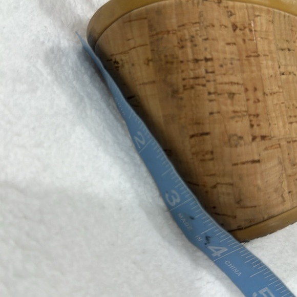 Stuart Weitzman Riviera Tan Patent Leather Peep Toe Sling Back Cork Wedges 9.5 - Picture 10 of 12